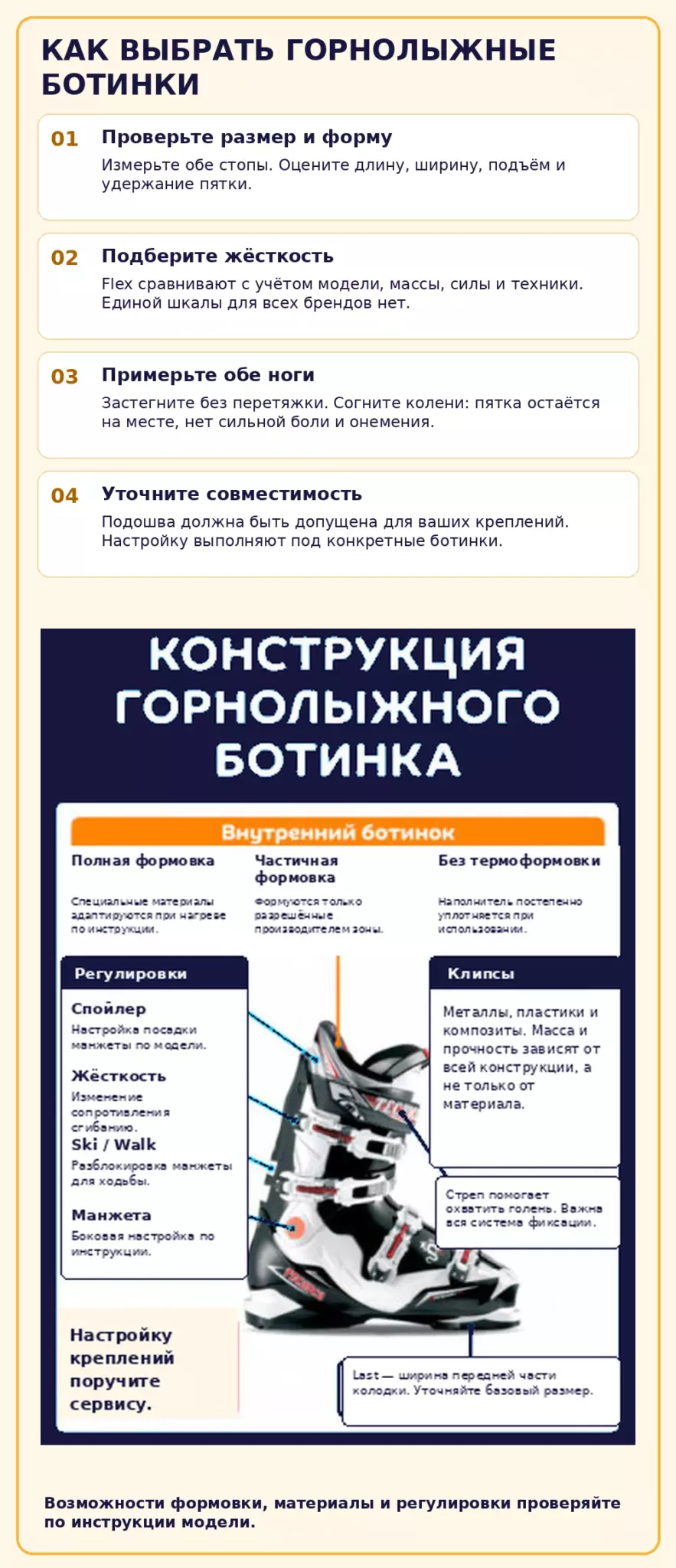 Памятка по выбору и конструкции горнолыжного ботинка: посадка, Flex, примерка и совместимость