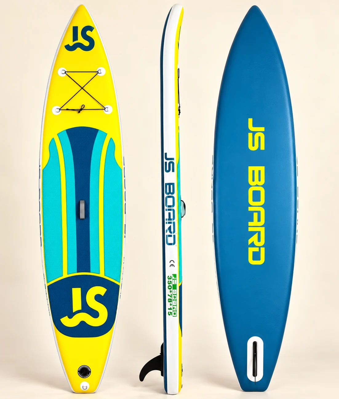 Жёлто-синий JS Board в трёх ракурсах